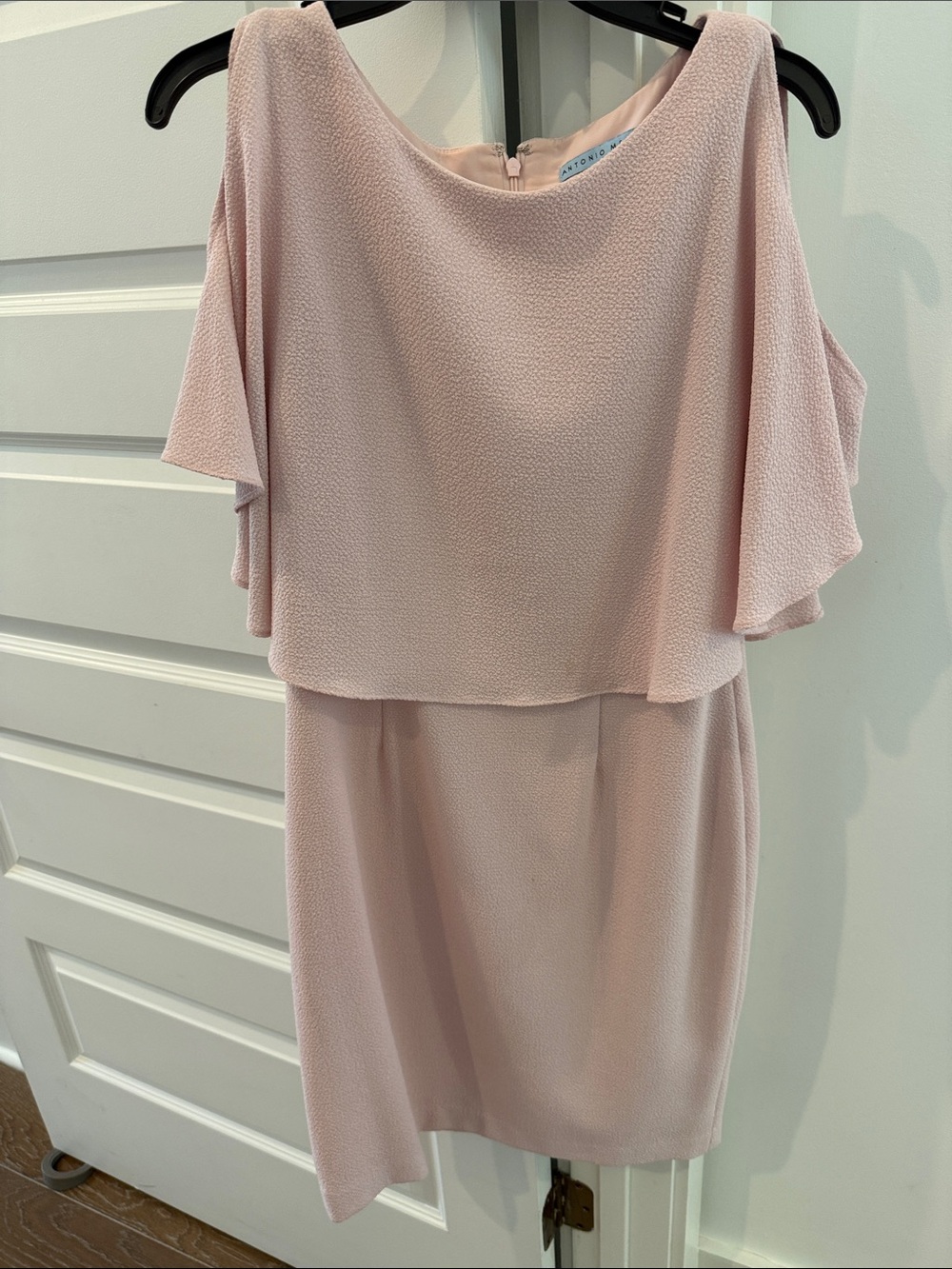 ANTONIO MELANI Blush Pink Cold-Shoulder Midi Dress